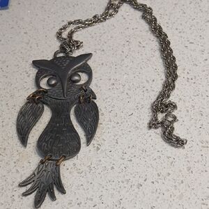Marcasite Owl Pendant Necklace